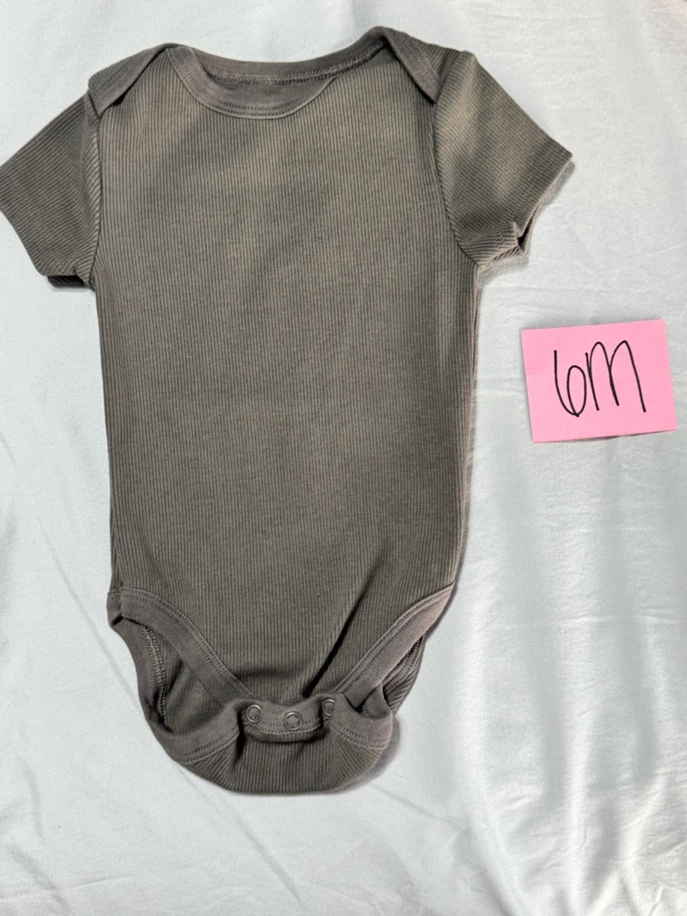 NWOT Lauren Conrad Ribbed Short-Sleeve Baby Onesie, Taupe, 6M
